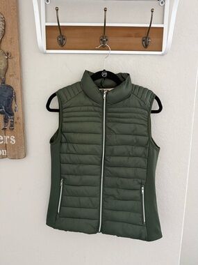 Ci Sono Olive Green Quilted Puffer Vest